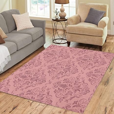 Amazon Com Semtomn Area Rug 2 X 3 Pink Antique Damask