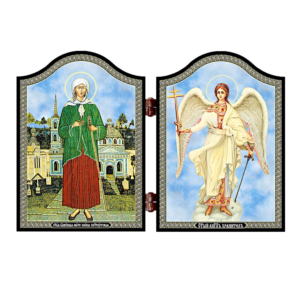 NKlaus 1413 Xenia of St. Petesburg & Guardian Angel Icon Ksenija Peterburgskaja i Angel — image 1