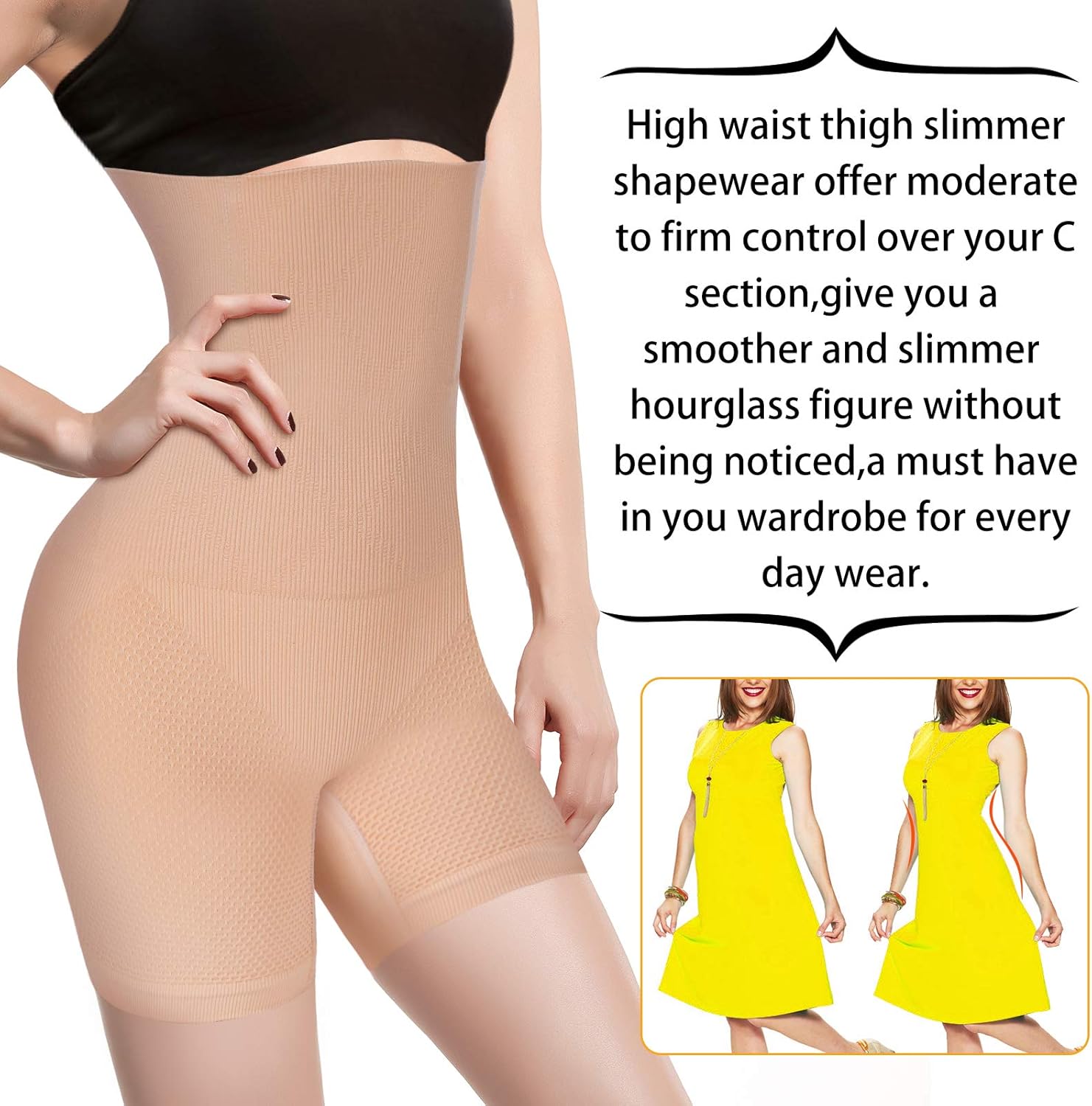 Nebility Women Waist Trainer Shapewear Tummy Control Body Shaper Shorts Hi-Waist Butt Lifter Thigh Slimmer at  Women’s Clothing store
