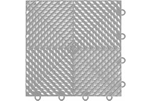 IncStores FlooringInc's Nitro 12"x12" Snap-Together Garage Flooring Tiles, Non-Slip Interlocking Plastic Floor Mat, Garage Organization & Storage, Vented Pattern, Gunmetal, 52 Tile, 52 Sq/Ft