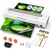 13 Inch Laminator Machine with Auto Paper Feed, Never Jam A3 Thermal & Cold Lamination, 20 Laminating Sheets, 10-in-1 Laminat