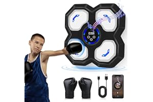 JUOIFIP Music Boxing Machine for Kids and Teens Adults, Trainer Equipment with Gloves, Wall-Mounted Boxing Music Workout Machine, LED Electronic Focus Training for Home,Office, Gym
