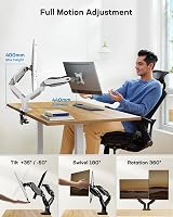 HUANUO White Dual Monitor Arm Desk Mount 13-32 Inch 75/100 VESA view 4
