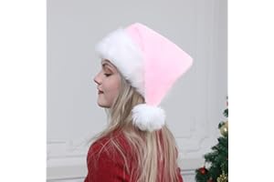 Slsxip Christmas Hat, Santa Hat, Xmas Holiday Hat for Adults, Super Soft Plush Santa Hat for Xmas New Year Party Headwear