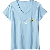 Womens Bee Minimalist Art Line V-Neck T-Shirt