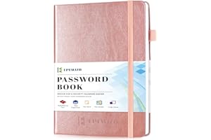 EPEWIZD Password Book with Alphabetical Tabs Hardcover Medium Size Password Book for Website Username Internet login Computer Address Password Organizer Keeper Logbook-Rose Gold