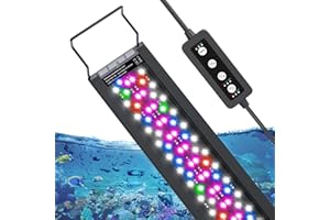 KINGDANS Aquarium Light for Fish Tank, Full Spectrum LED Aquarium Light for Plants, Adjustable Brightness, Timer Auto On/Off, White Blue Red Green Pink LEDs with Extendable Brackets for 18-24 Inch Tanks
