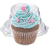 Stock Your Home Individual Plastic Cupcake Containers Disposable with Connected Airtight Dome Lid (50 Count) Clear Single Cup