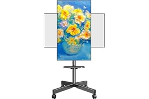 MOUNTUP Rolling Mobile TV Cart for 23-60 Inch TVs, Rotating Floor TV Stand Compatible with The Frame TVs - 90° Landscape to Portrait, Height Adjustable TV Cart on Wheels, Max VESA 400x400mm, MU1114-B