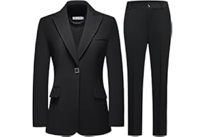 MODFUL Pant Suits for Women Business Suit Set 2 Piece Slim Fit Blazer Jacket One Button Formal Suit