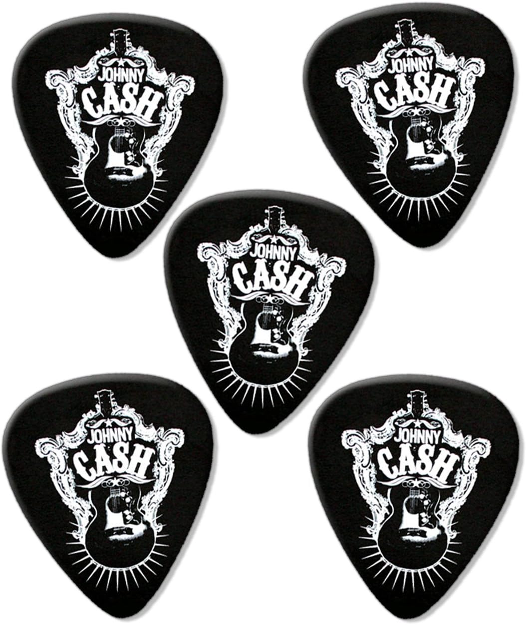 Johnny Cash Guitar Logo Guitar Picks Set Of 5 Amazon Co Uk Musical Instruments