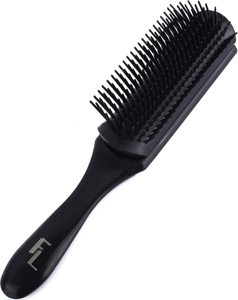 Fine Lines 9 Row Mens Hair Brush for Curly Thick Hair Detangler Wigs