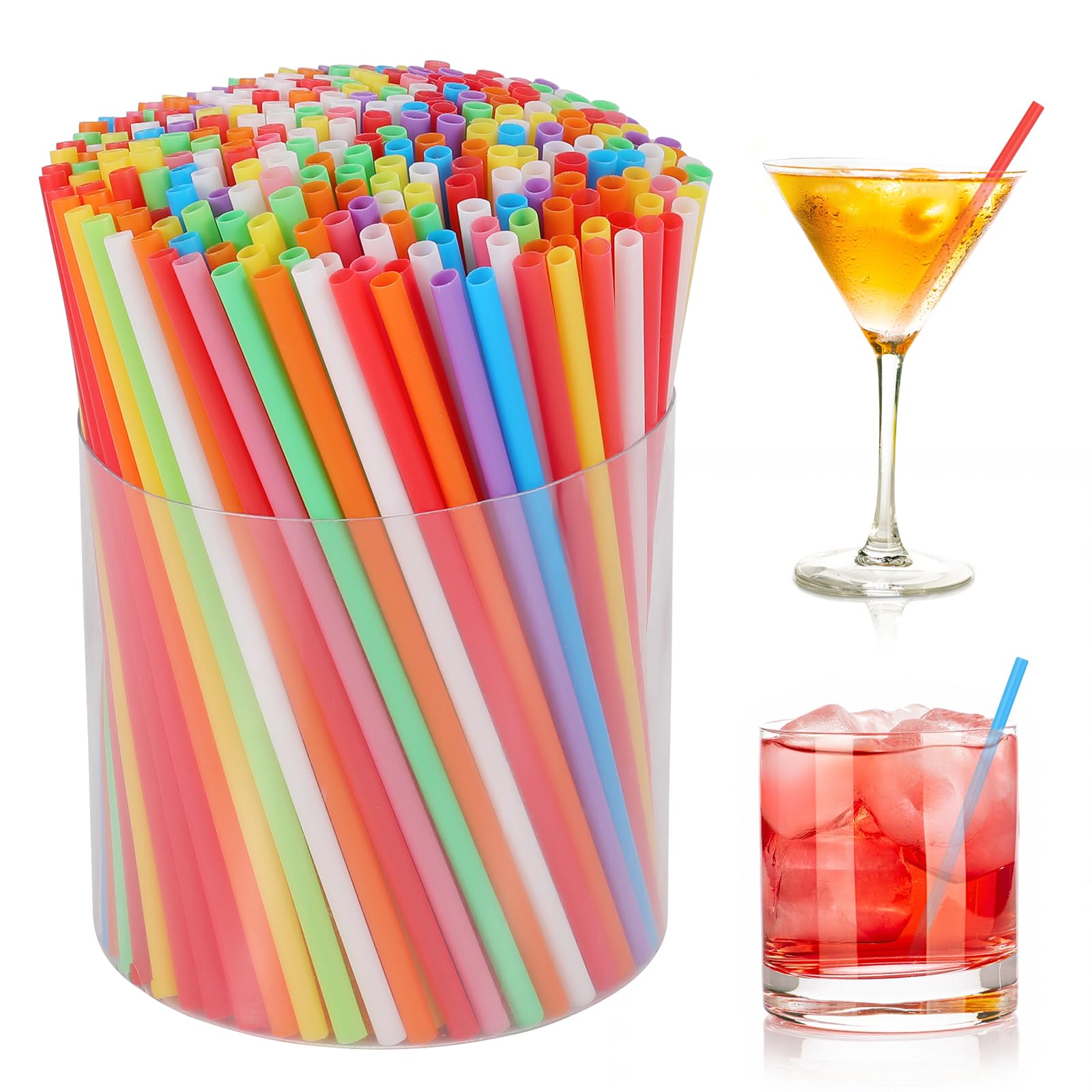 Photo 1 of [1000 Pcs] Colorful Disposable Cocktail Short Straws - 5 Inch Length 0.16 Inch Diameter Coffee & Cocktail Stirrers Plastic Bulk Straws for Whiskey,Bar,Club,Soda,Cocktail,Party