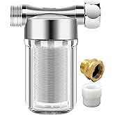 ZHYUUAX YH-B2 Pro Upgrade Reusable Brass Chrome Washer Water Filter, 40 Micron Visible Washing Machine Water Filter, For Washing Machine, RV, Garden, Impede Sediment Protecting Appliances, BPA free