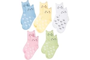 Maiwa Cotton Novelty Cats Seamless Girls Kids Socks 5 Pack