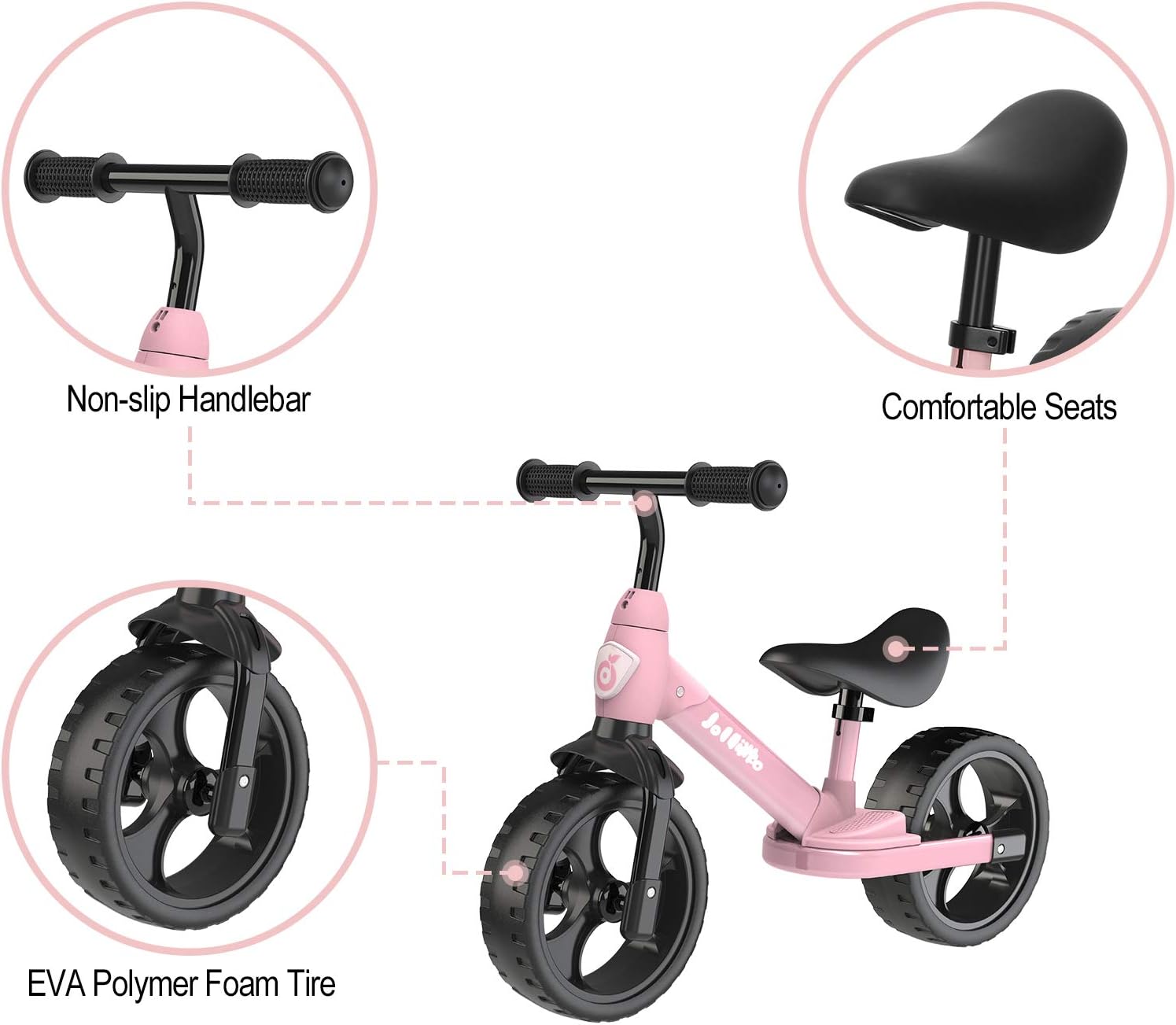 Jollito Balance Bike, Adjustable Seat and Handlebar Kids Balance Bike for 2,3,4,5,6 Years Old, No-Pedal Toddler Training Bike with Footrest: Sports & Outdoors