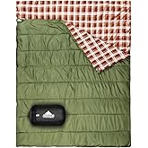 AGEMORE Cotton Flannel Double Sleeping Bag for Camping, Backpacking Or Hiking. Queen Size 2 Person Waterproof Sleeping Bag fo