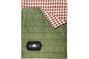 AGEMORE Cotton Flannel Double Sleeping Bag for Camping, Backpacking Or Hiking. Queen Size 2 Person Waterproof Sleeping Bag fo
