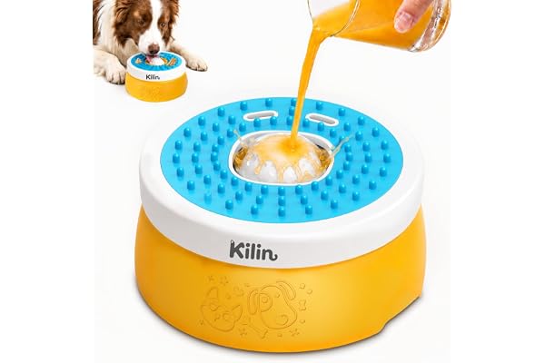 KILIN Dog Lick Bowl Slow Feeder - Non-Spill Dog Enrichment Toys, Lick and Roll Bowl 1 Cup/8 FL OZ, for Dogs with Bone Broth,