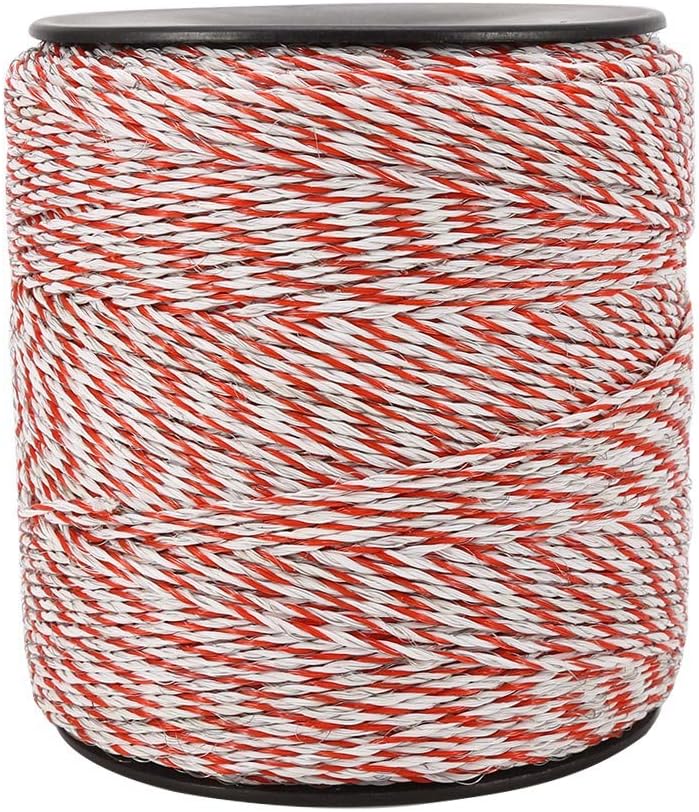 Portable Electric Fence Polywire, 1640 Feet 500 Meter White and Red Color Livestock