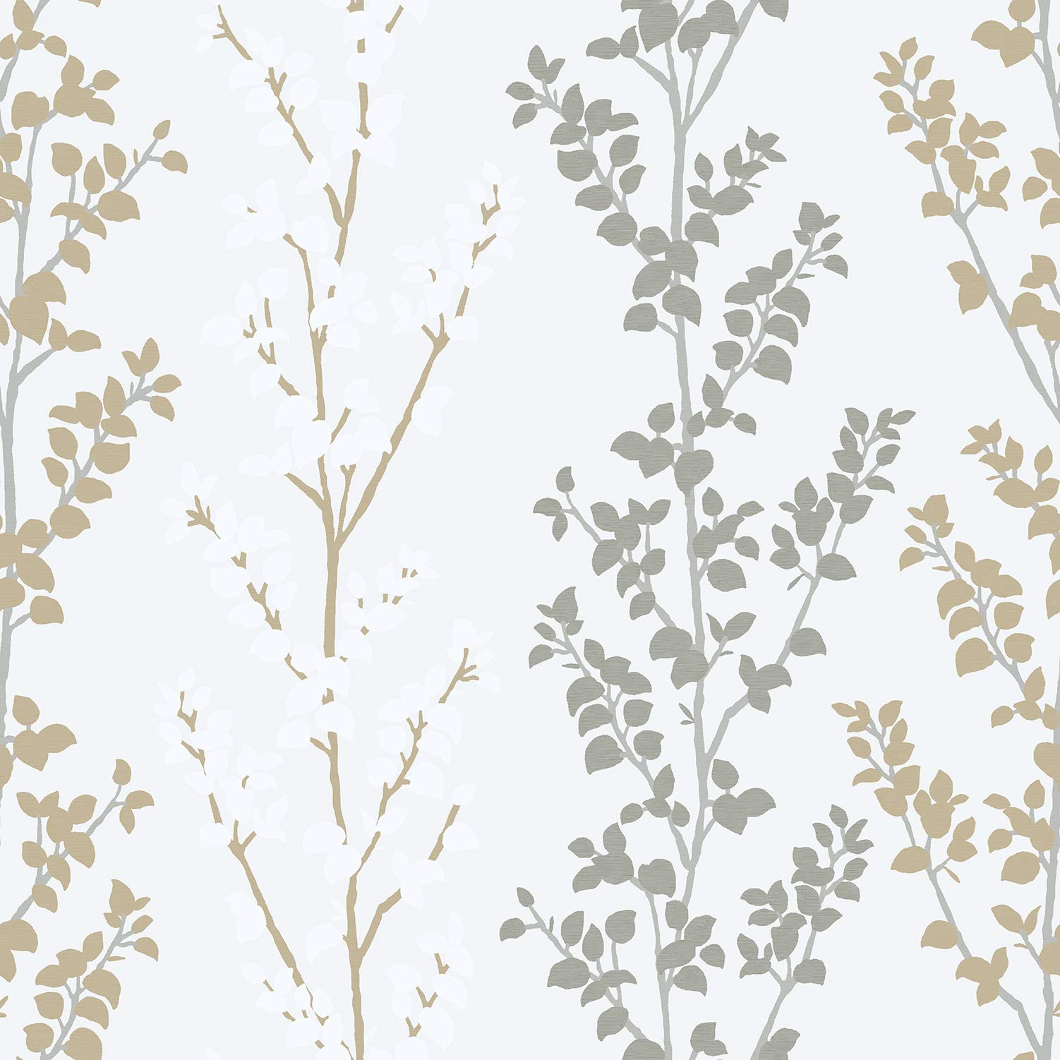 Galerie G56330 Nordic Elements Vertical Branches Wallpaper, Beige/Grey, 10m x 53cm
