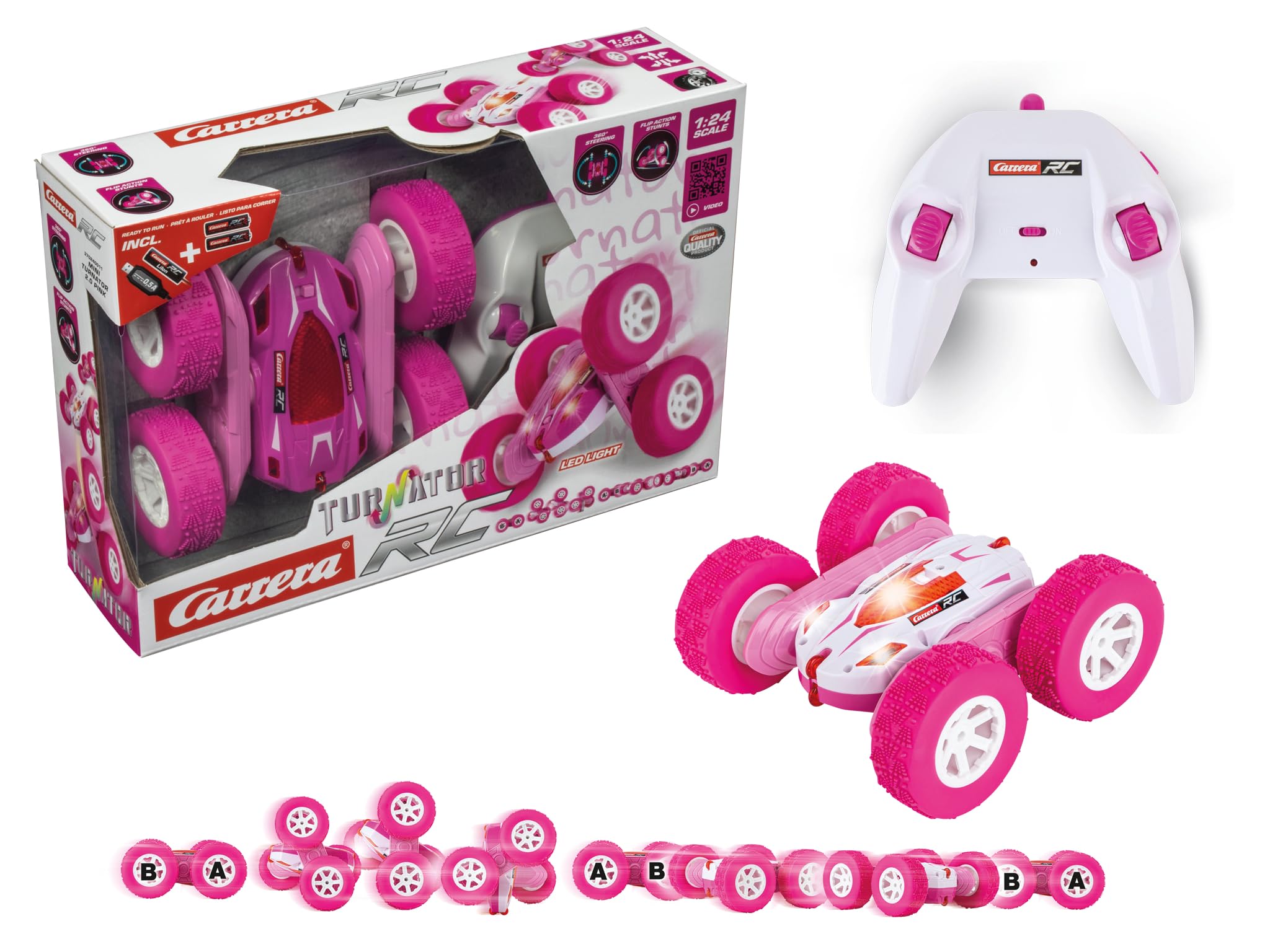 Carrera 370240011 RC Stunt Car Mini Turnator 2.0-Pink 2.4GHz