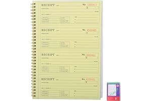 HONMEET Business Receipt Book 1-1/8" X 25/32" Spiral Bound Invoice and Order Pad for Small Business Cash,