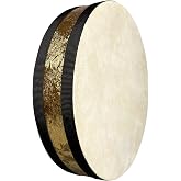 TAOSKNE 10'' Wooden Sheepskin Ocean Drum, Musical Healing Instrument, Orff Percussion, Simulates the Sound of Ocean Waves, For Meditative Recreation, Yoga Meditation, Stress Relief and Relaxation