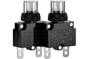 DIYhz Thermal Overload Circuit Breaker 88 Series 10A 32V DC 125/250VAC 50/60Hz Push Button Reset Boot Switch and Waterproof Button Transparent Cap 2 Pcs