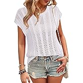 Arach&Cloz Womens Summer Crochet Tops 2024 Lightweight Cap Sleeve Crew Neck Knit Fashion Casual Sleeveless Sweater Vest