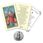 Laminated St Agatha Prayer Card - Saint Agatha Token, The Lord's Prayer - Patron Saint Of Breast Cancer Token and Card Set - 3 Items