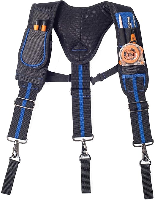 Tool Belt Suspenders for Men Heavy Duty, 3 Point Padded Suspenders