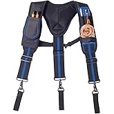AISENIN Tool Belt Suspenders Construction Work Suspenders with Magnet Pocket, Large Moveable Phone Holder, Pencil Holder