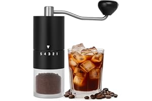 RSOILCH Manual Coffee Grinder With Ceramics Burr For Espresso,French Press,5 Adjustable Settings,Hand Maker with Built-In Burr,For Home Use and Camping Travel,Coffee Bean Grinders With Hand Crank (Black)
