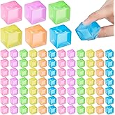 Simgoing 96 Pcs Mini Ice Cube Stress Balls Fidget Toys Bulk Squeeze Square Ball Sensory Toys Stress Relief Ice Cube for Small Prize Birthday Party Favor Bags Box Filling, 6 Colors