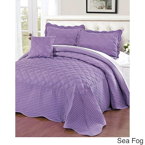 4 Piece 110 X 120 Light Purple Oversized Bedspread Queen To