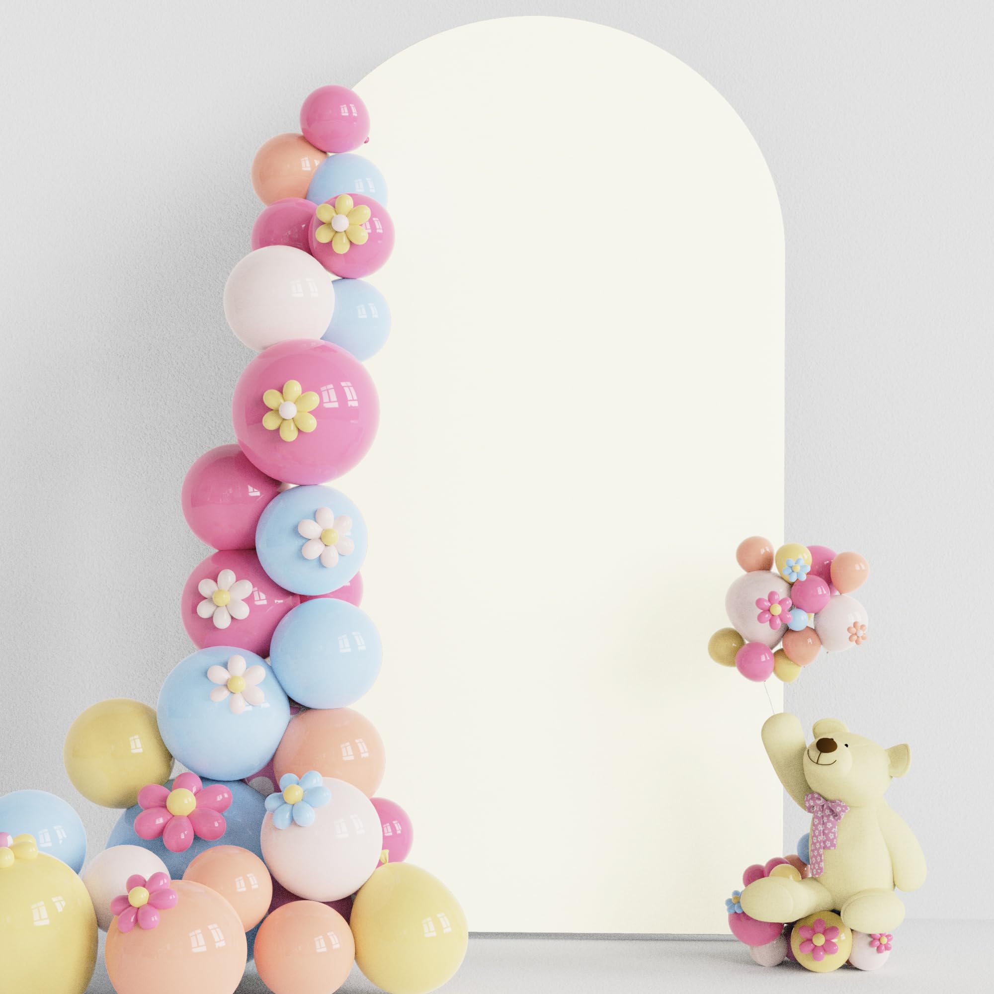Photo 1 of Putros Wedding Arch Cover 7.2FT Ivory Spandex Fitted Round Top Chiara Backdrop Stand Covers for Wedding Birthday Party Decoration