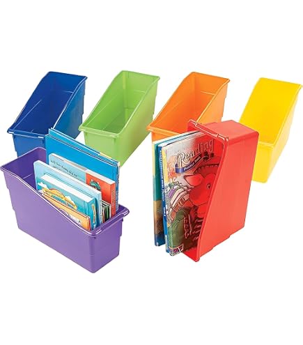 Bright Turquoise Book Bins For Classroom – 6-Pack Kids Storage Bins For Books, Magazines & Supplies - View #9