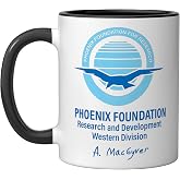 MacGyver Original Series Phoneix Foundation Ceramic Mug, Black/White, 11oz