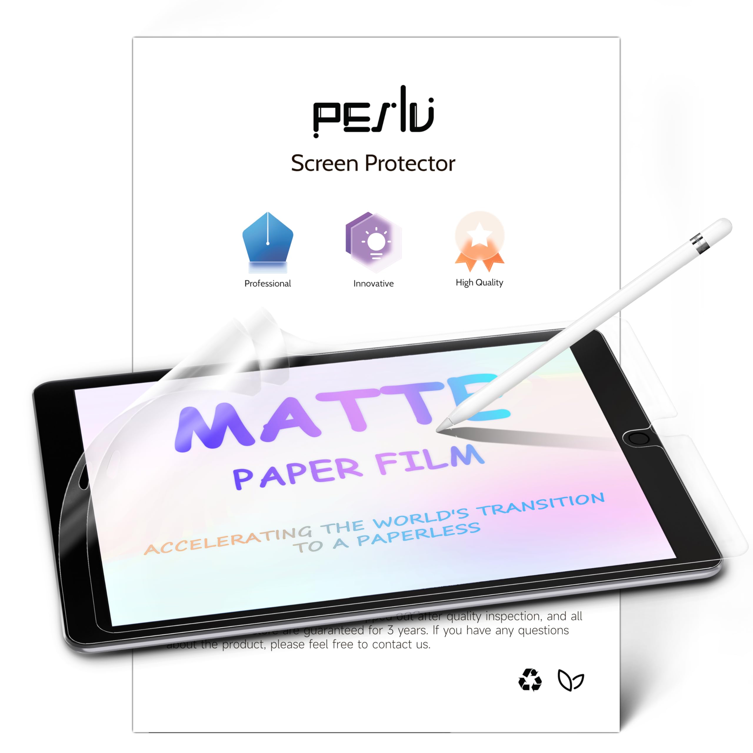 Photo 1 of Peslv 2 Pack Like Paper Screen Protector for iPad 9th/8th/7th (10.2-Inch, 2021-2019), Matte Anti Glare PET Film/Blue Light Filter Eye Protection Cover/Drawing & Writing Feel Like on Paper