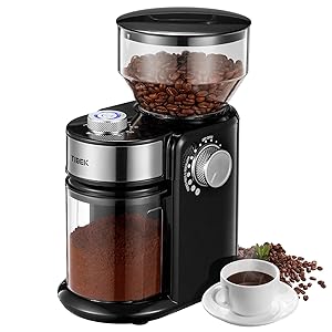 Burr Coffee Grinder, with Large Hopper Electric Burr Mill with 18 Grinding Options for 2-14 Cups, Automatic Burr Grinder for Drip, Percolator, French Press, American, Italian Coffee Makers, TIBEK