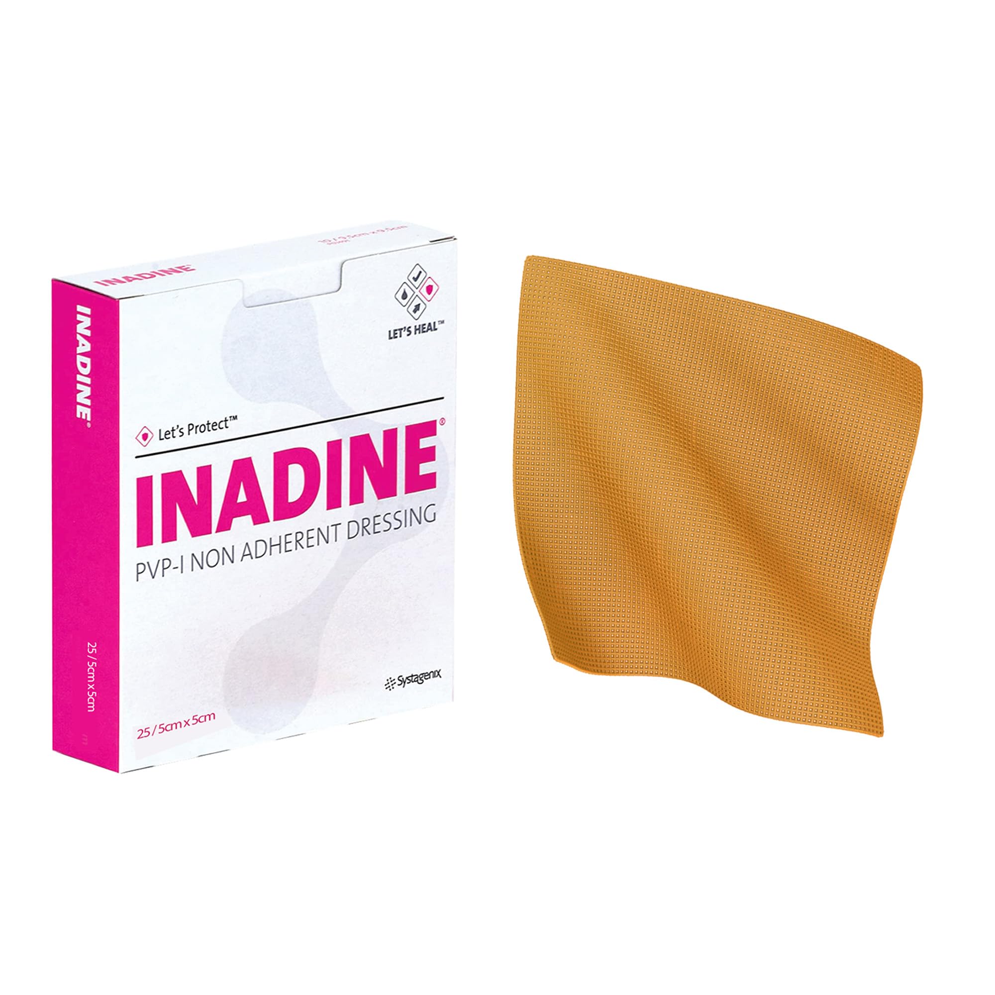 Inadine Non-Adherent Dressing 9.5cm x 9.5cm - Sterile Pack of 10| Iodine-Impregnated Antimicrobial Wound Care