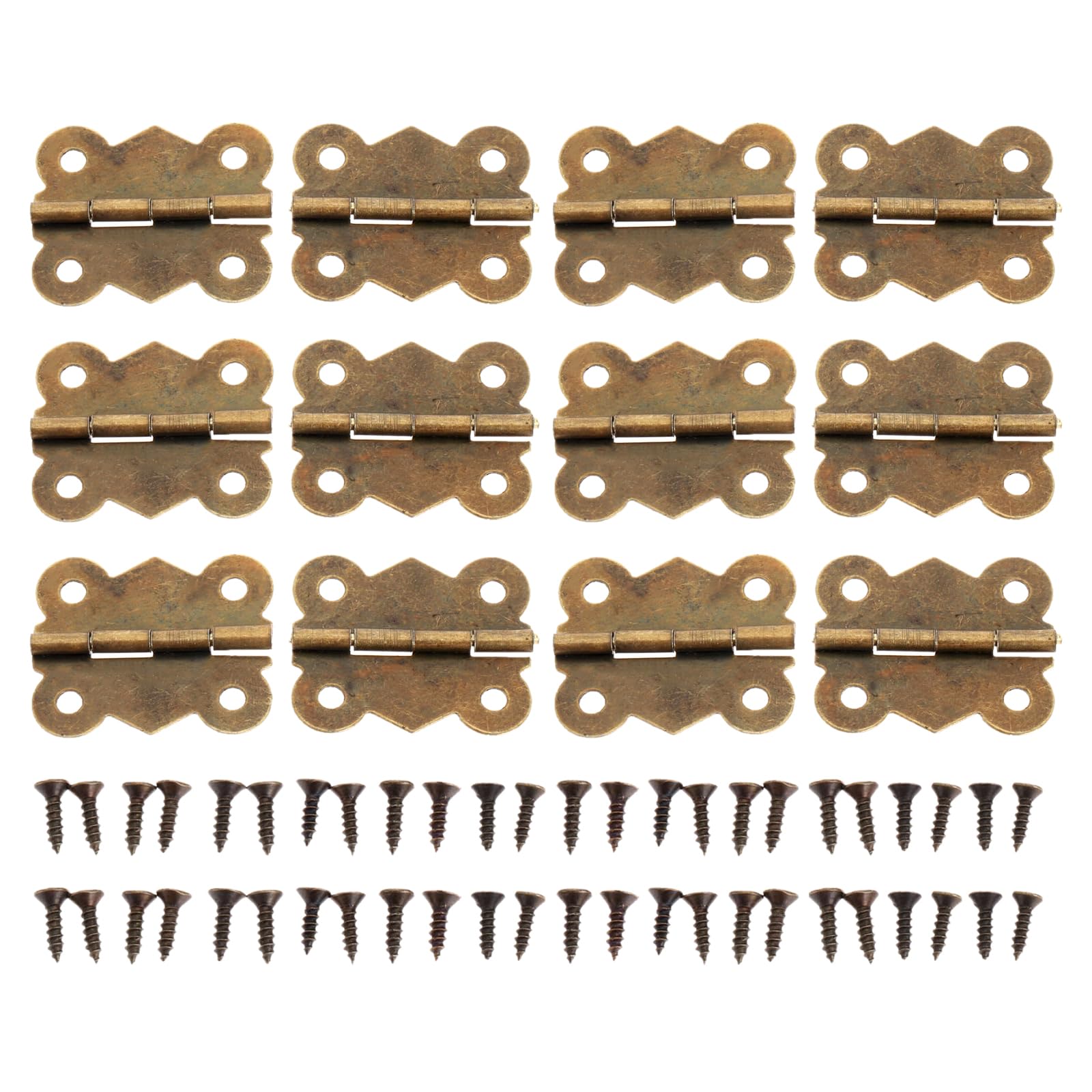 Dophee 12PCS Antique Bronze Tiny Hinges Mini Iron Butterfly Hinges for Decorative Jewelry Chest Box Wood Cabinet Deco
