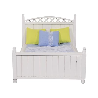 Buy Inusitus Dollhouse Wooden Queen Bed Miniature Furniture With Bedding And Pillows For The Dolls House 1 12 Scale White Wood Online In Zambia B0846qbpp8