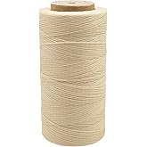Waxed Thread, 328 Yards 150D 1MM Leather Sewing Waxed Thread for Leather DIY, Bookbinding, Shoe Repairing, Leather Projects (Beige #002)