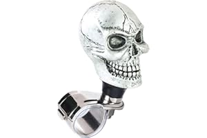 Bashineng Skull Steering Wheel Spinner Knob Suicide Power Handle Turning Driving Universal Fit Most Vehicles Cars Trucks Tractors Mowers Forklifts Boat Golf Carts (Silver)