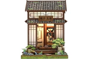 Cutefun Book Nook Kit - DIY Miniature House Kit for Adults, Teens and Beginners, Japanese Tea Room Booknook Tiny House Bookshelf Decor 3D Wooden Puzzles, Gifts for Friends and Family (Tea House)