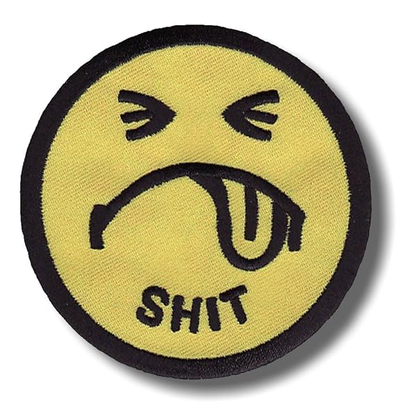 Smiley face shit  embroidered patch 8x8 cm amazonde kche  haushalt