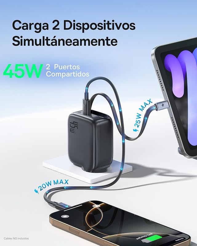 Carregador USB-C de 45W, Baseus Enercore com cabo USB-C retrátil, carregamento rápido PPS para Samsung Galaxy S25 Ultra/S24/S23+/S23/S22/Note20, iPhone 16/15, iPad, Pixel, Compatível com dispositivos USB-C