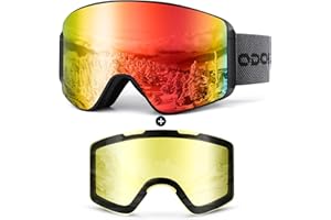Odoland Ski Goggles Set with Detachable Lens,UV Protection Snow Goggles for Men and Women